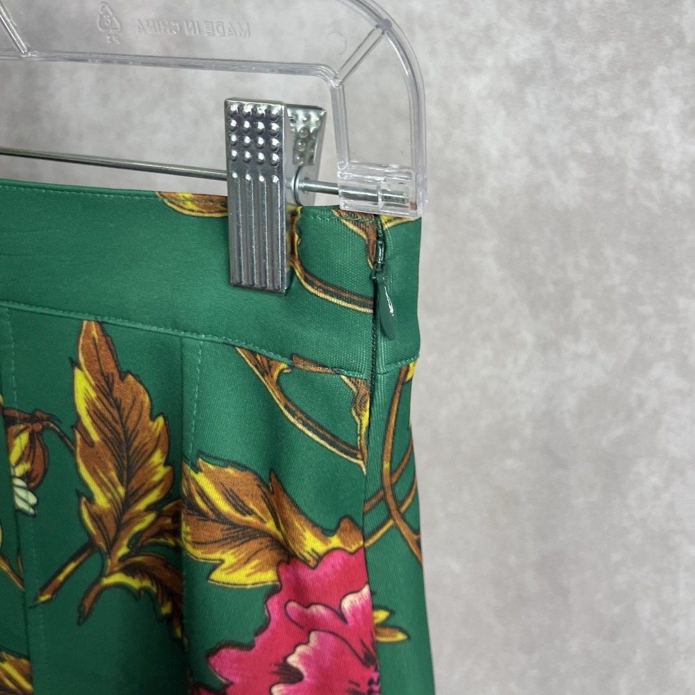 Maeve By Anthropologie Hibiscus Floral Skater Skirt In Green Women's Size US 2 - Picture 6 of 6